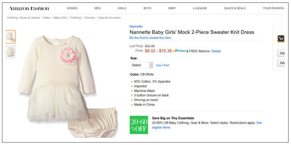 Amazon product variation listing